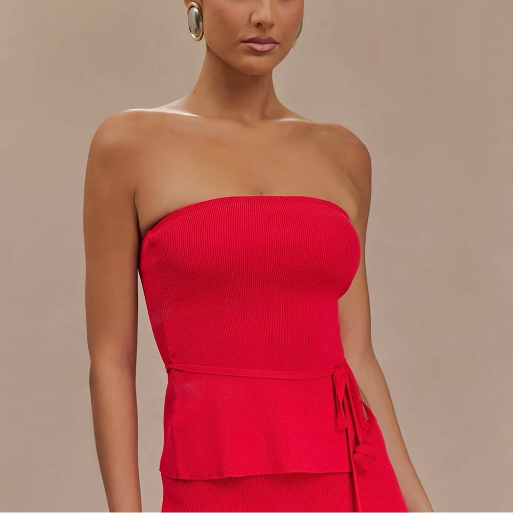 NWT! Meshki Keaton Strapless Red Tie Top